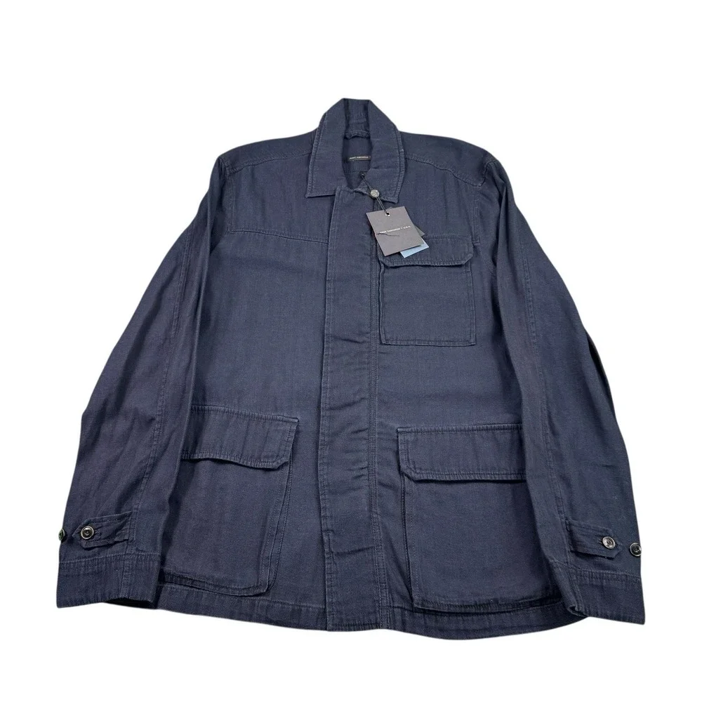 John Varvatos Indigo Blue Cotton Woven Full Zip Shacket O1838V2B-LINDIG Size M